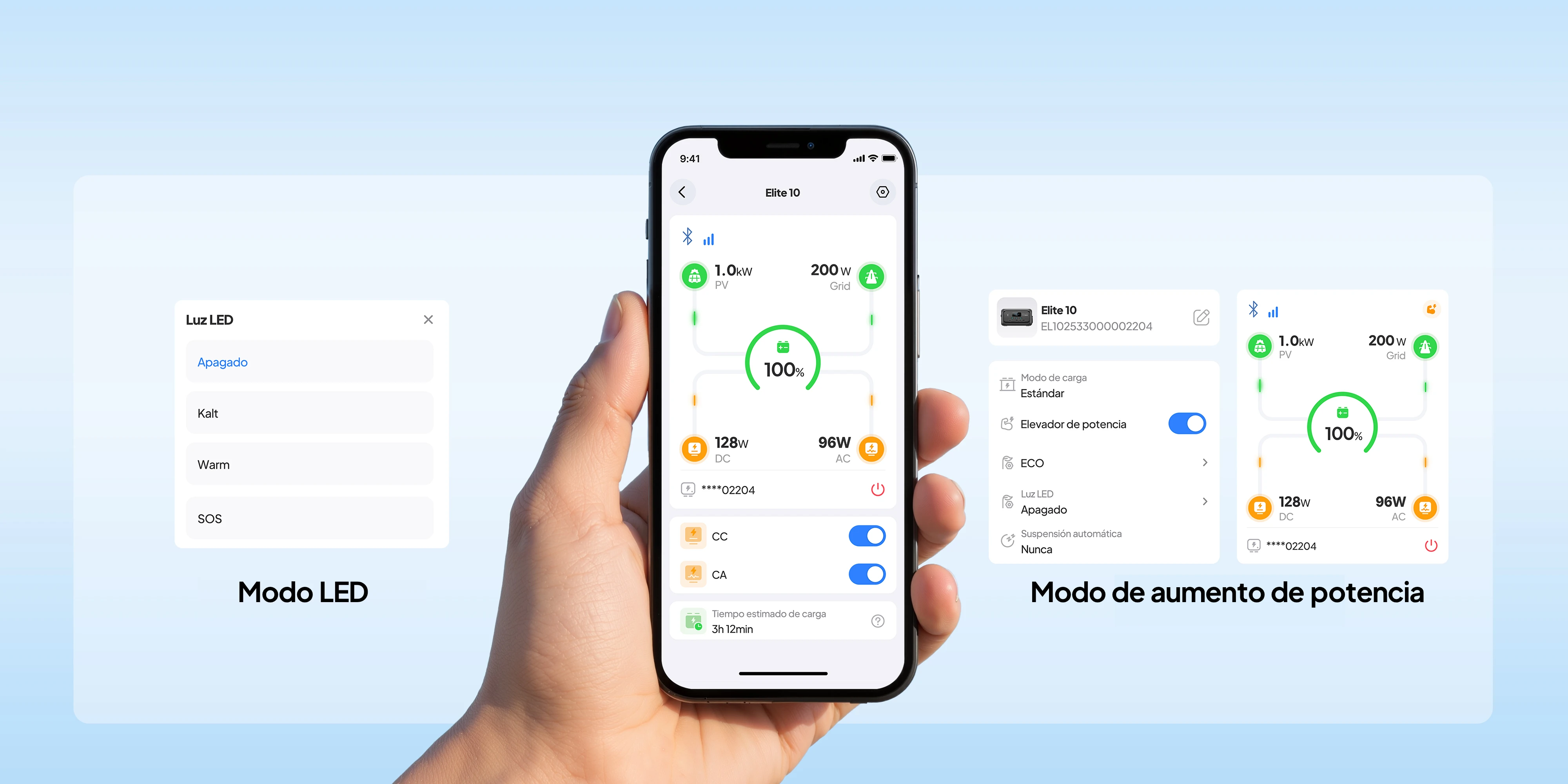 Estación de energía mini BLUETTI Elite 10 con control mediante aplicación en tiempo real.