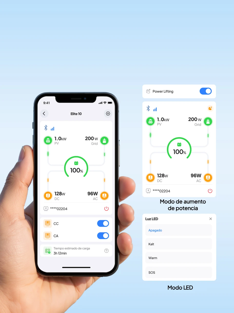 Estación de energía mini BLUETTI Elite 10 con control mediante aplicación en tiempo real.