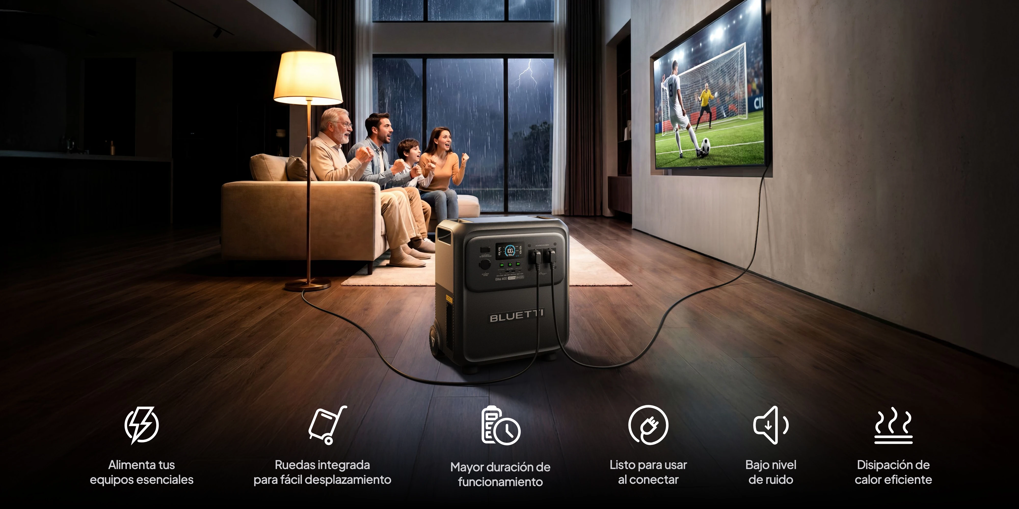 La batería Elite 400 de 4 kWh alimenta tus dispositivos esenciales.