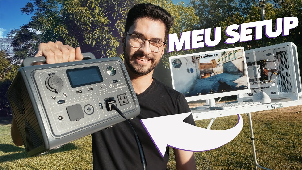 Liguei o meu SETUP no meio do MATO com uma SUPER BATERIA PORTÁTIL! | Bluetti EB3A